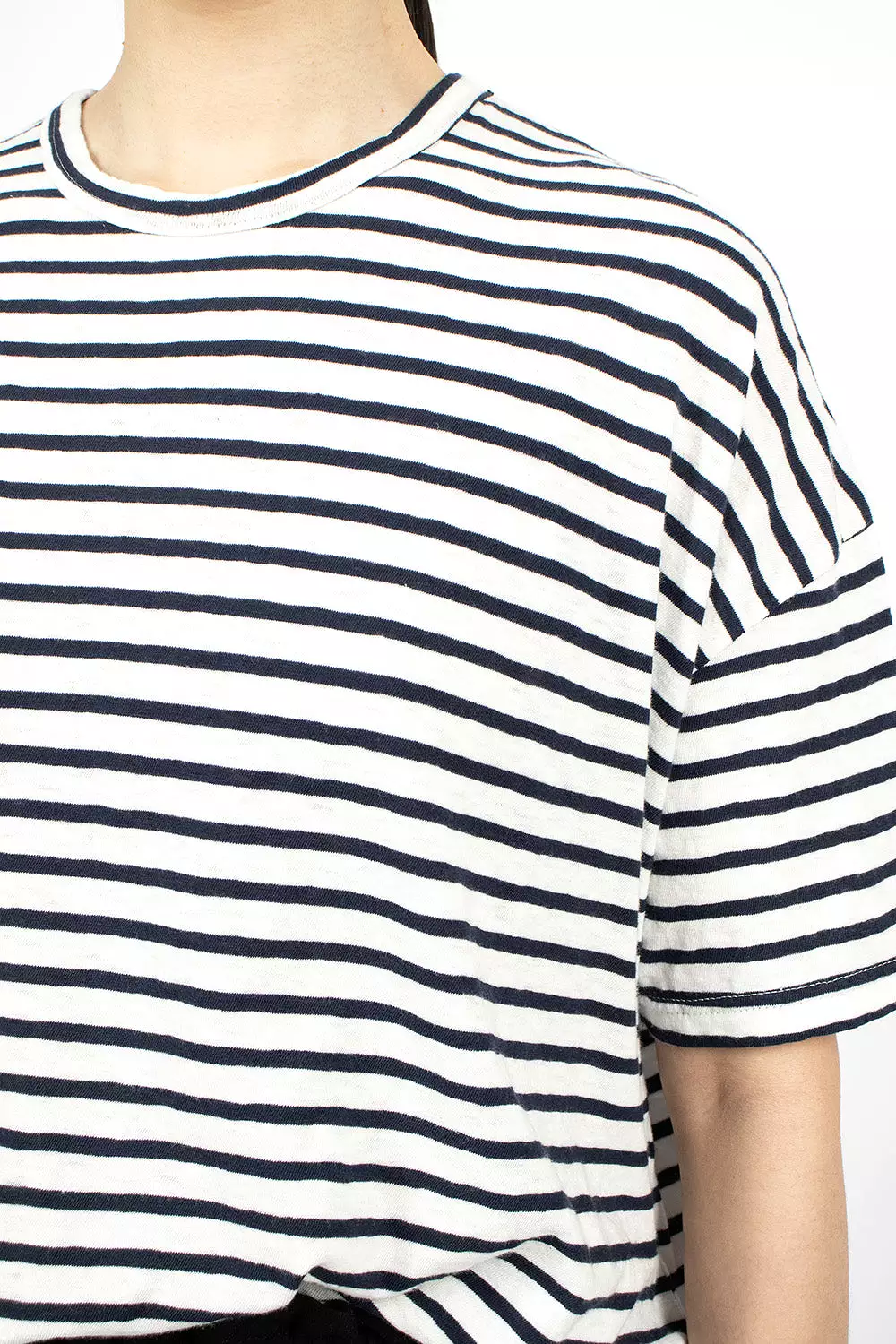 White navy stripe knit t-shirt