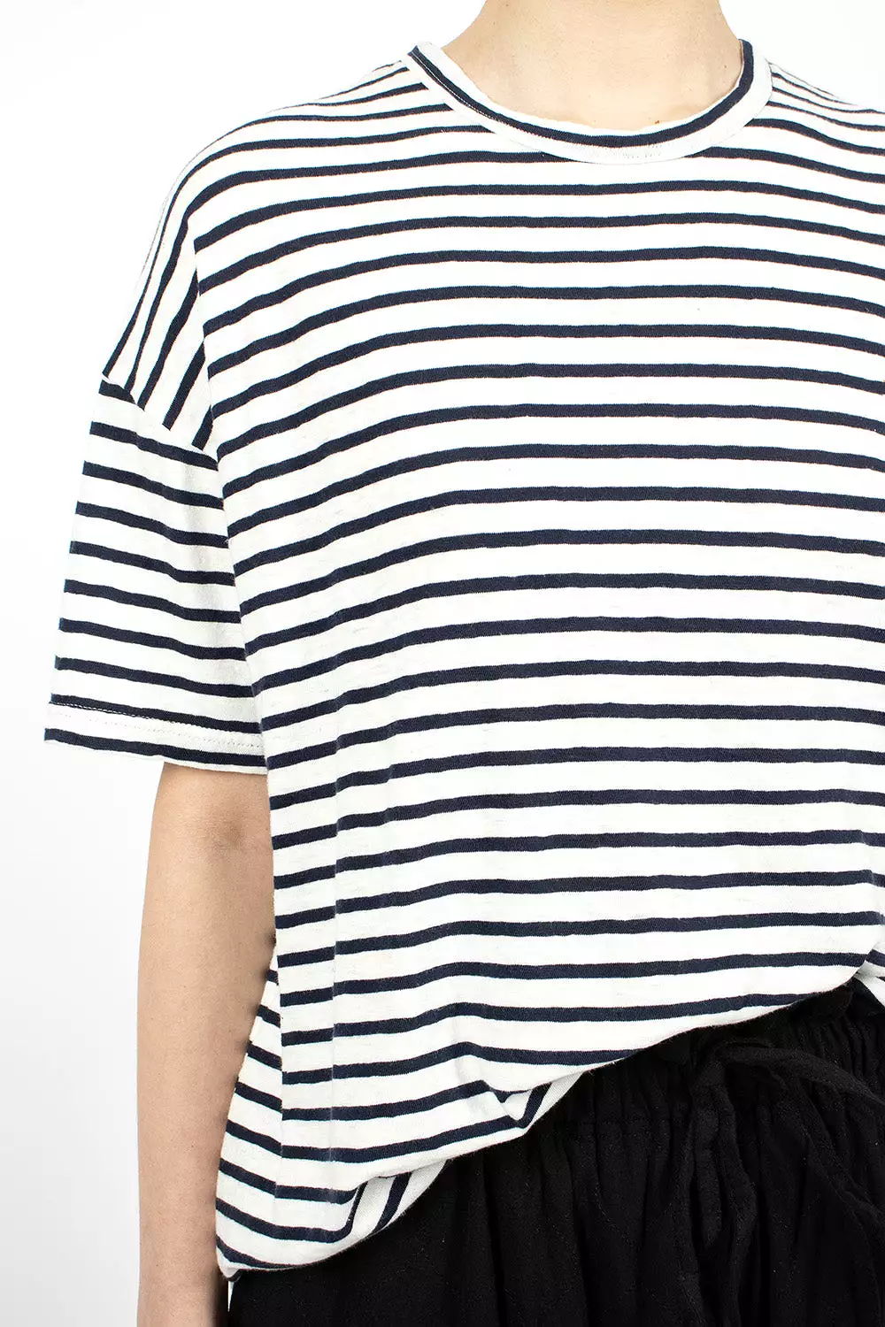 White navy stripe knit t-shirt