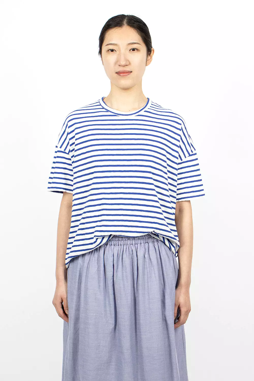 White Royal Stripe Knit T-Shirt