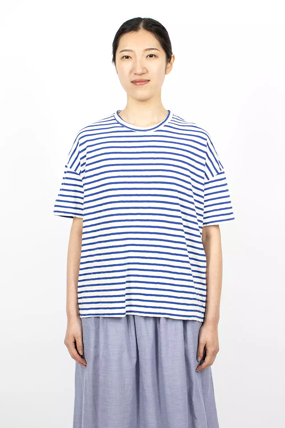 White Royal Stripe Knit T-Shirt