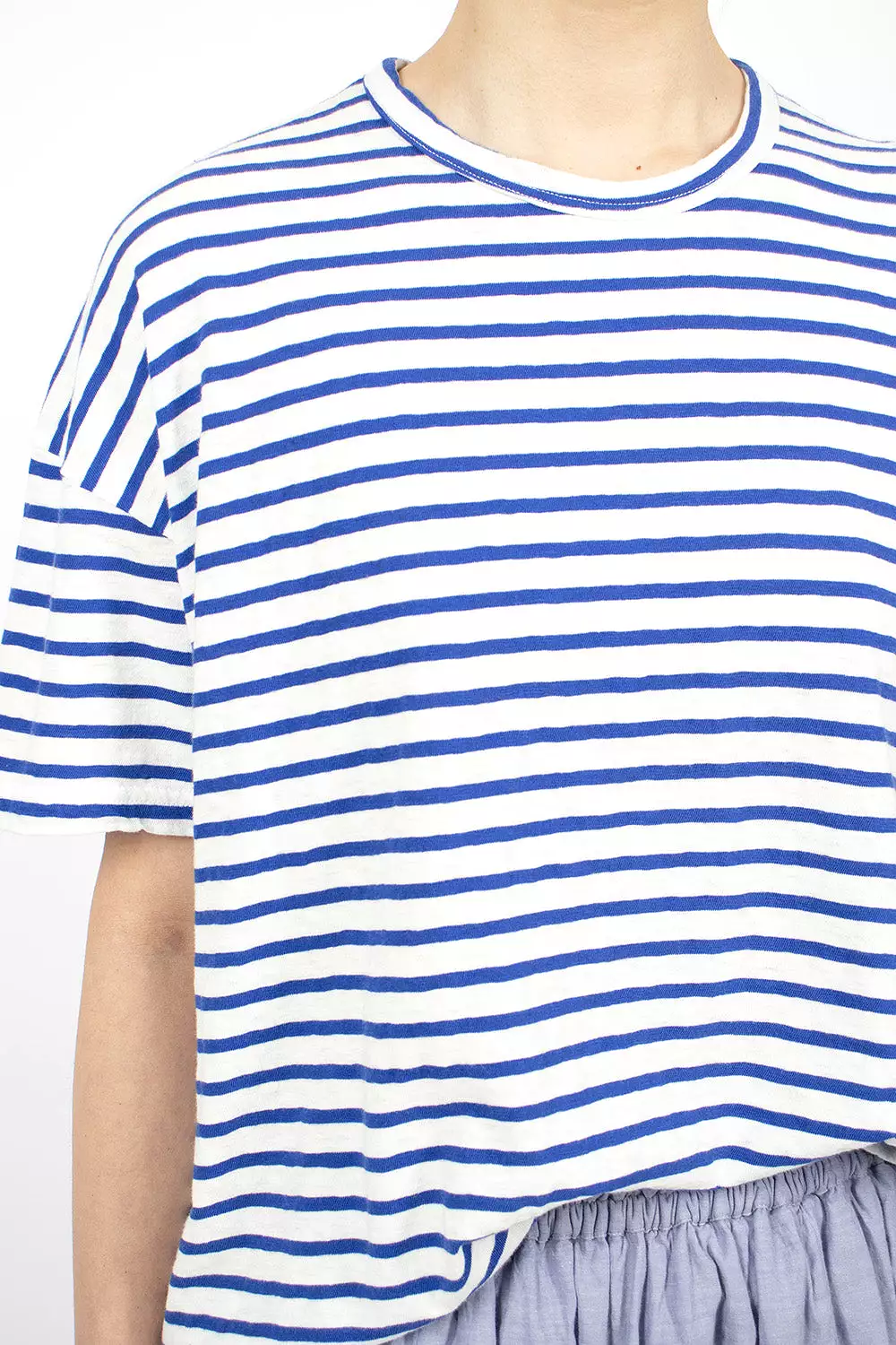 White Royal Stripe Knit T-Shirt