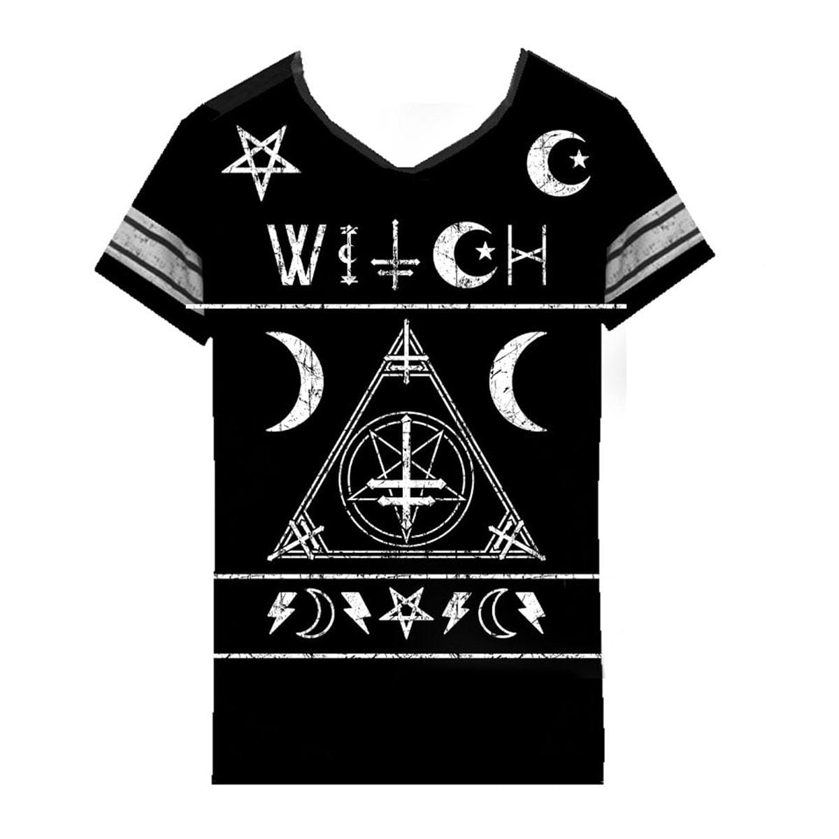 Witch Varsity T-Shirt - Black/White with Google SEO-friendly words: Black and white Witch Varsity Tee - SEO optimized