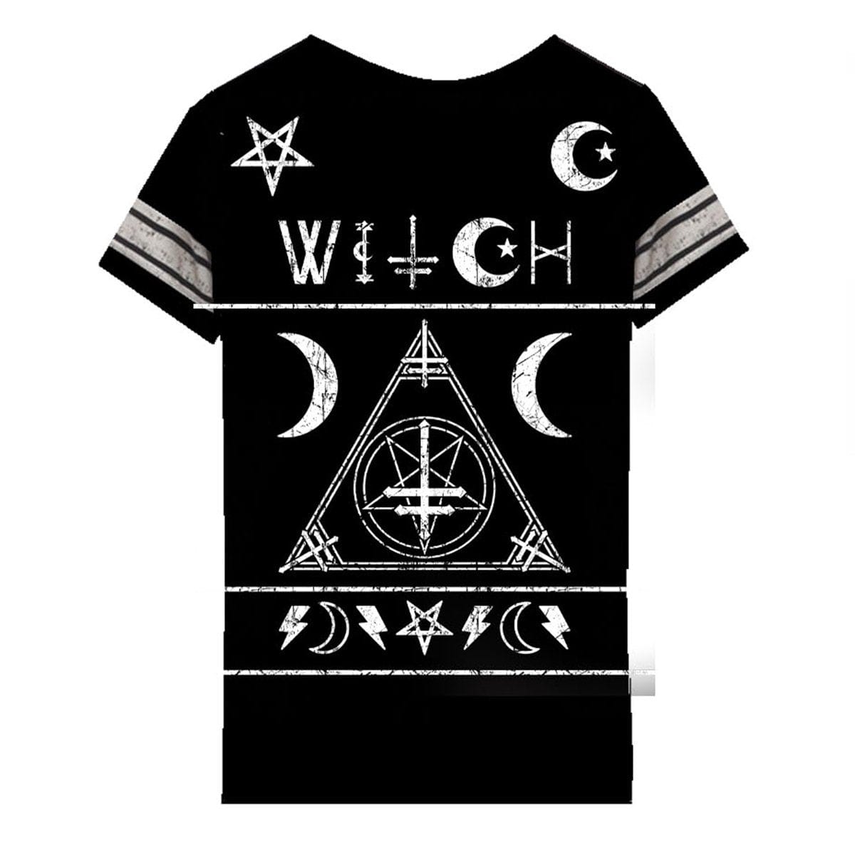 Witch Varsity T-Shirt - Black/White with Google SEO-friendly words: Black and white Witch Varsity Tee - SEO optimized