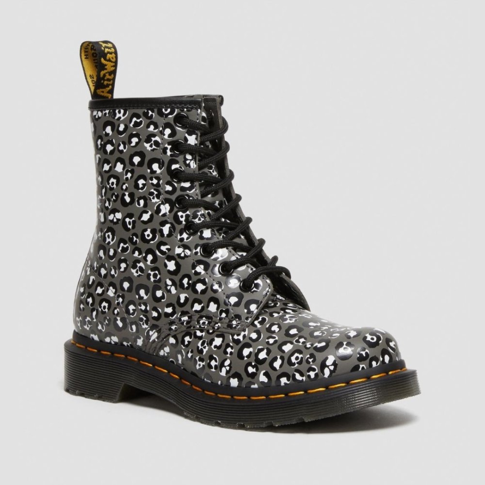 Women's 1460 Leopard Gunmetal - Dr. Martens