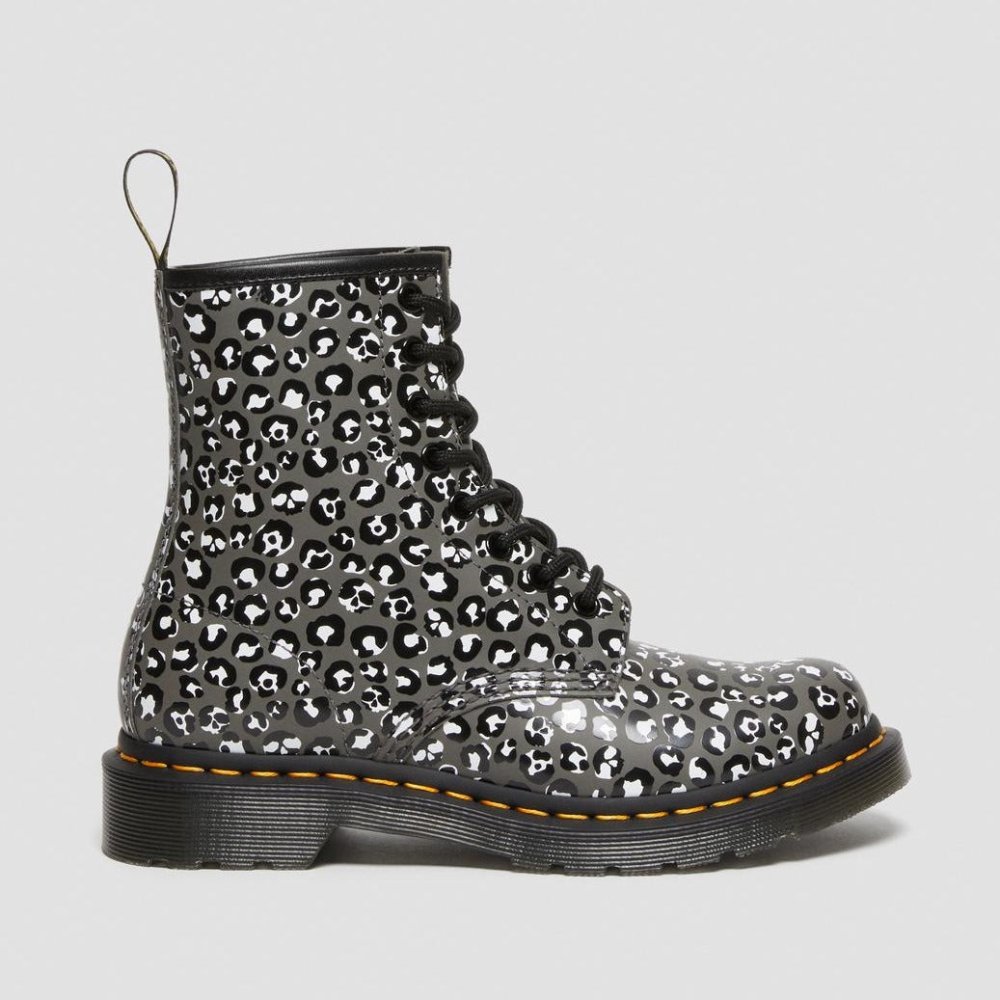 Women's 1460 Leopard Gunmetal - Dr. Martens