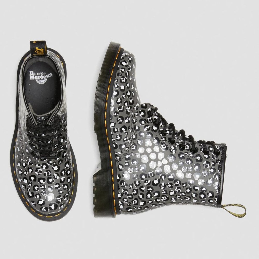 Women's 1460 Leopard Gunmetal - Dr. Martens