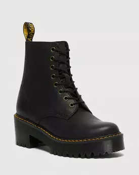 Women's Shriver Hi Wyoming Leather Heeled Boots - Black Burnished - Doc Martens